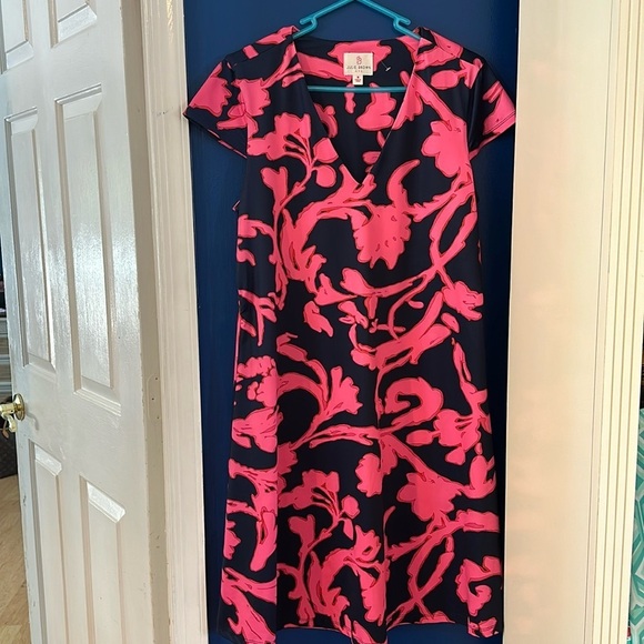 JB by Julie Brown Dresses & Skirts - Women’s JB Julie Brown Pink & Blue Polyester & Spandex V Neck Short Sleeve Dress